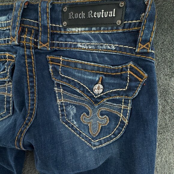Rock Revival Patti Boot Cut Women's Denim Jeans Size 28 Adult Embellished Grunge - Picture 15 of 16
